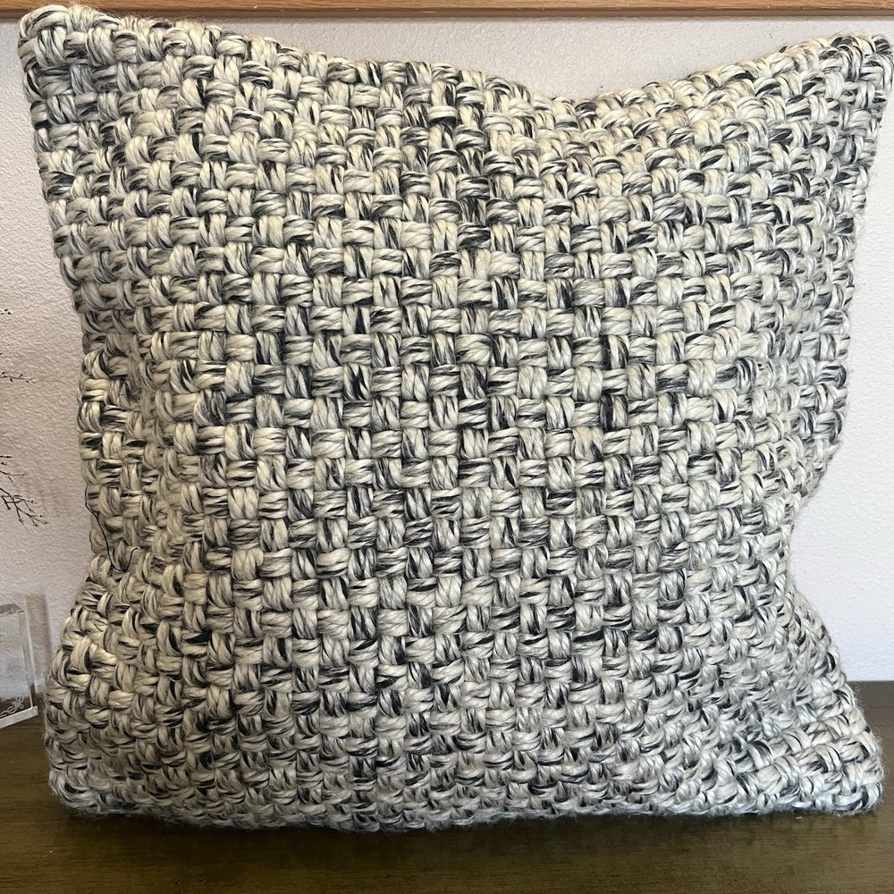 Basketweave Decorative Pillow‎ cover 18" x 18"  blue, gray, and white tones